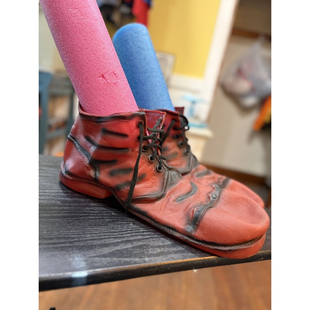 Vintage Red Rubber Clown Costume Shoes Oversized Made in Hong Kong unisex